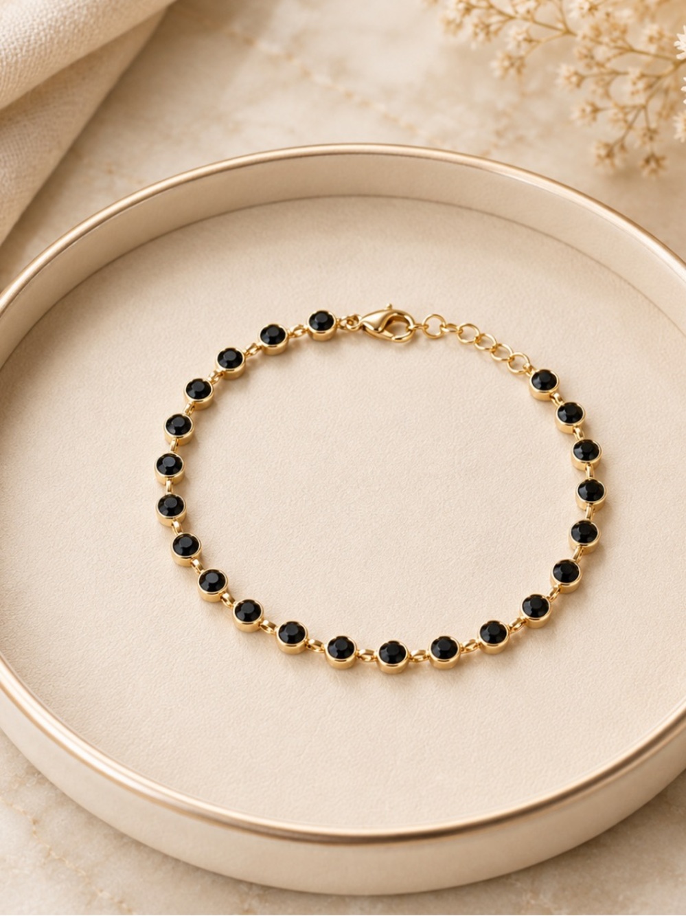 Gold and Black Chain Bracelet